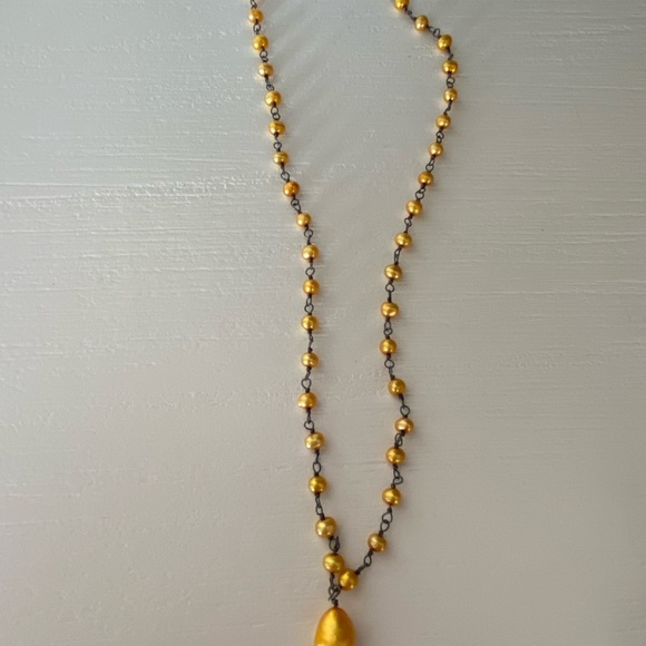 SILPADA STERLING SILVER GOLDEN YELLOW  PEARL 925 STERLING SILVER NECKLACE - Picture 3 of 9